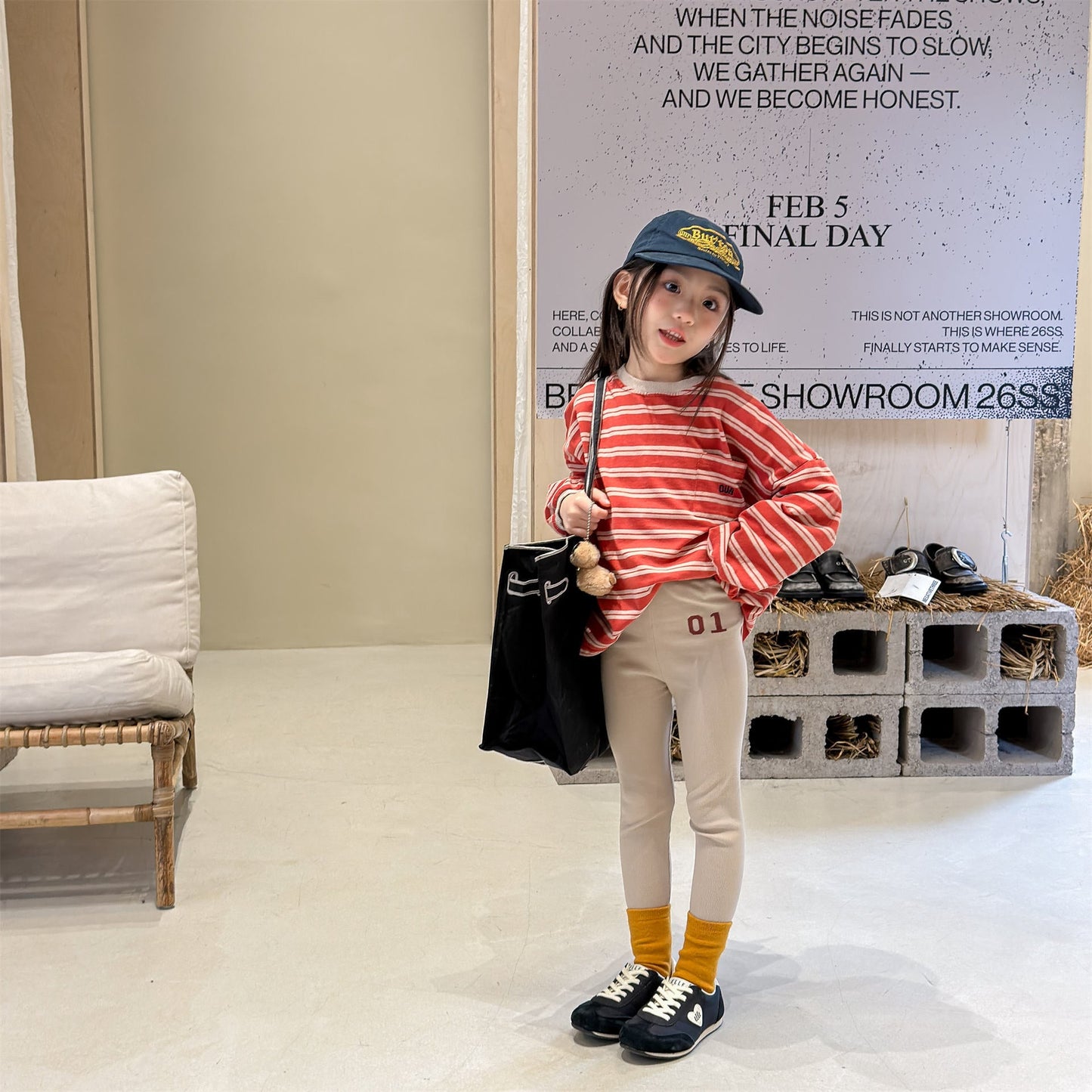 Embroidered Ribbed Leggings 01 刺繍 リブ レギンスパンツ【mh0012456】 ADbaby レギンスパンツ