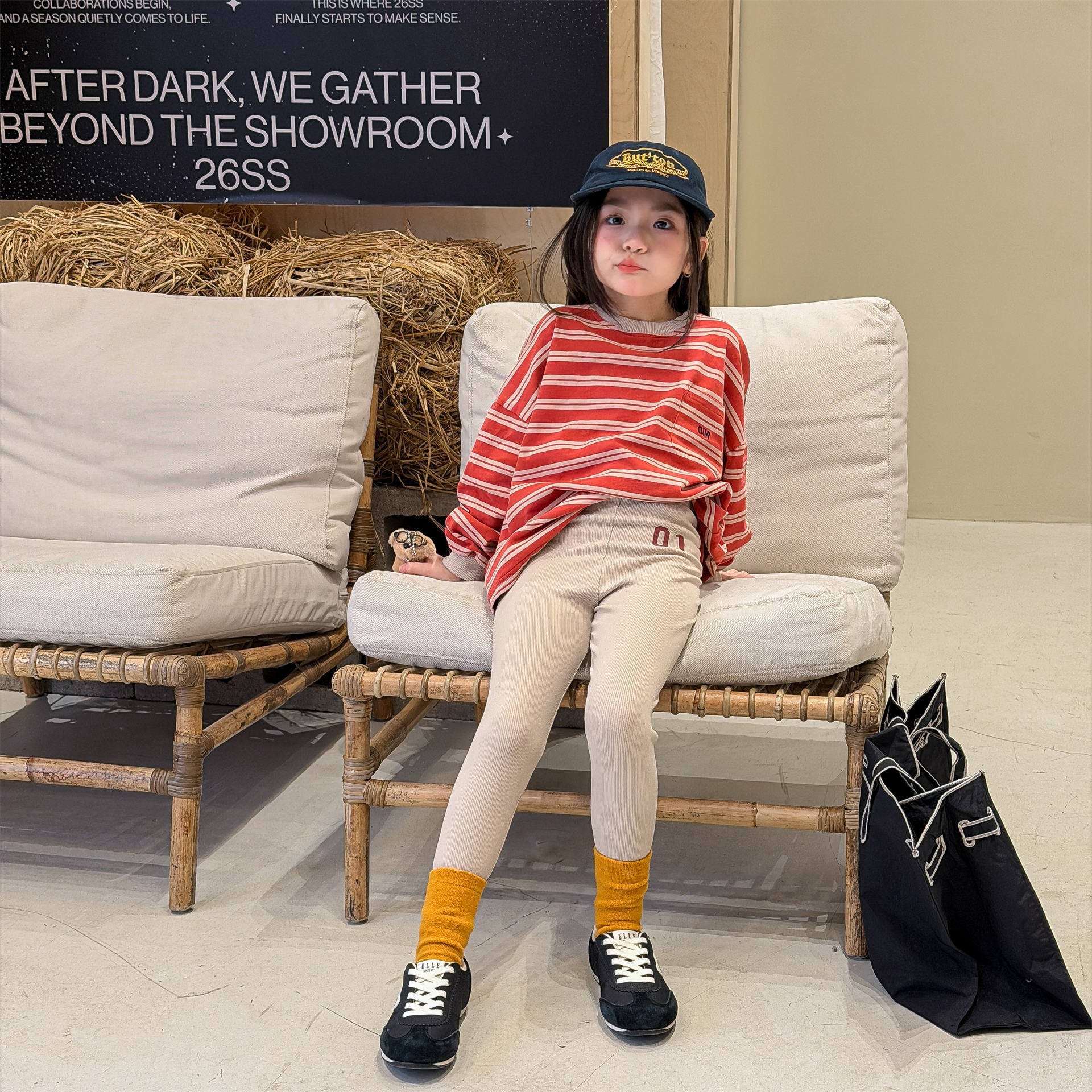 Embroidered Ribbed Leggings 01 刺繍 リブ レギンスパンツ【mh0012456】 ADbaby レギンスパンツ