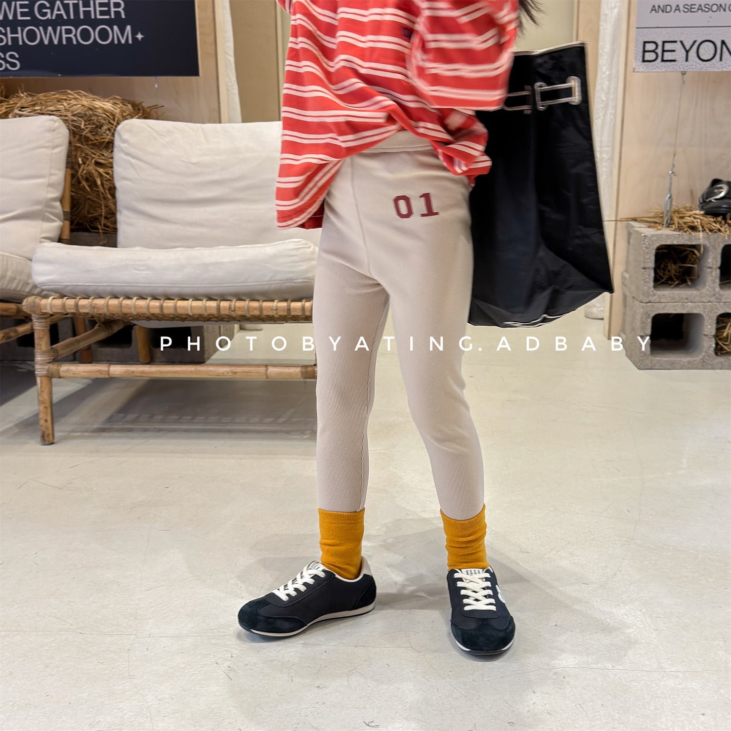 Embroidered Ribbed Leggings 01 刺繍 リブ レギンスパンツ【mh0012456】 ADbaby レギンスパンツ