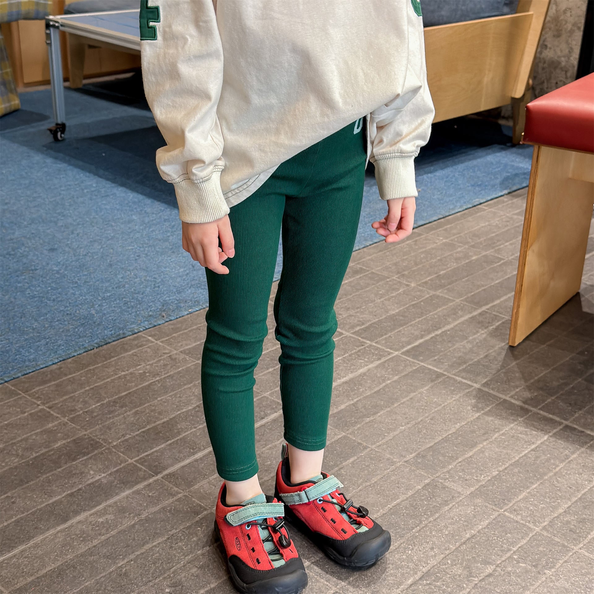 Embroidered Ribbed Leggings 01 刺繍 リブ レギンスパンツ【mh0012456】 ADbaby レギンスパンツ