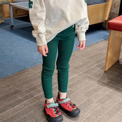 Embroidered Ribbed Leggings 01 刺繍 リブ レギンスパンツ【mh0012456】 ADbaby レギンスパンツ