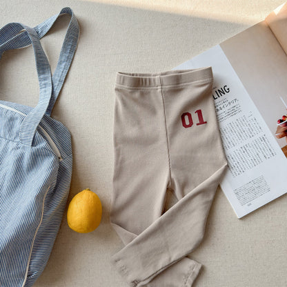 Embroidered Ribbed Leggings 01 刺繍 リブ レギンスパンツ【mh0012456】 Apricot / 80cm ADbaby レギンスパンツ