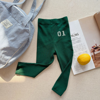 Embroidered Ribbed Leggings 01 刺繍 リブ レギンスパンツ【mh0012456】 Green / 80cm ADbaby レギンスパンツ