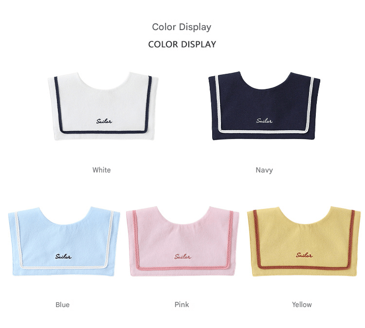 Embroidered Sailor Collar Bib セーラー スタイ つけ襟【mh0013498】 Beitaoya よだれかけ
