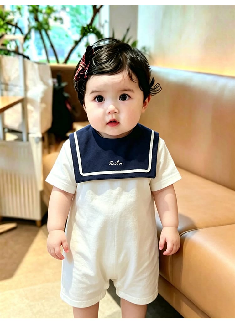 Embroidered Sailor Collar Bib セーラー スタイ つけ襟【mh0013498】 Beitaoya よだれかけ