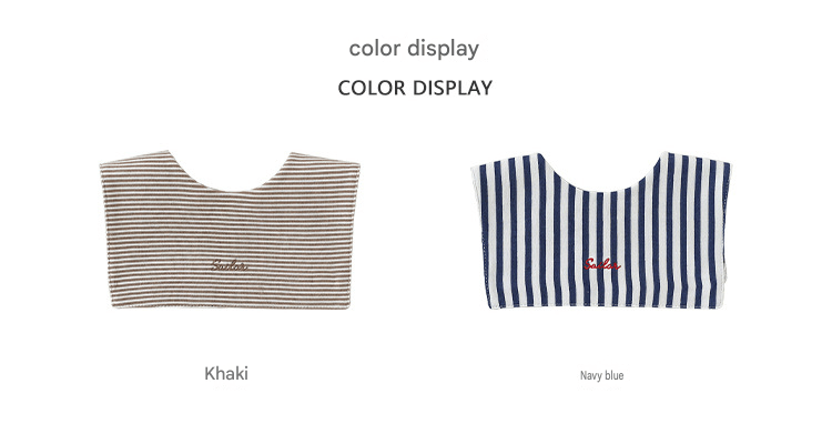 Embroidered Sailor Collar Striped Bib ボーダー セーラースタイ つけ襟【mh0013504】 Beitaoya よだれかけ