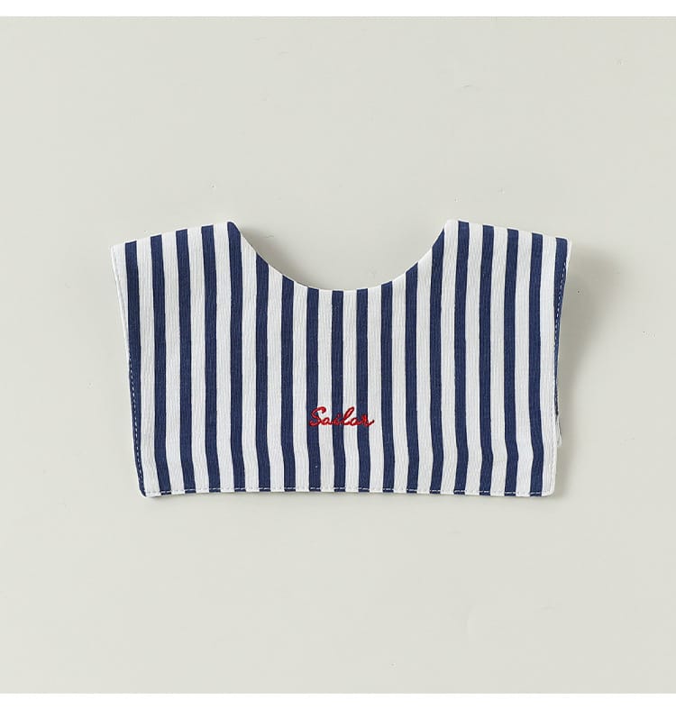 Embroidered Sailor Collar Striped Bib ボーダー セーラースタイ つけ襟【mh0013504】 Beitaoya よだれかけ
