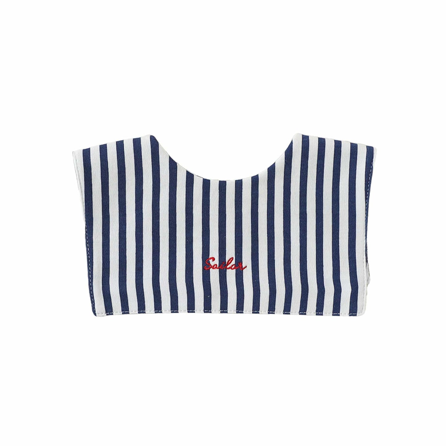 Embroidered Sailor Collar Striped Bib ボーダー セーラースタイ つけ襟【mh0013504】 Navy / One Size Beitaoya よだれかけ