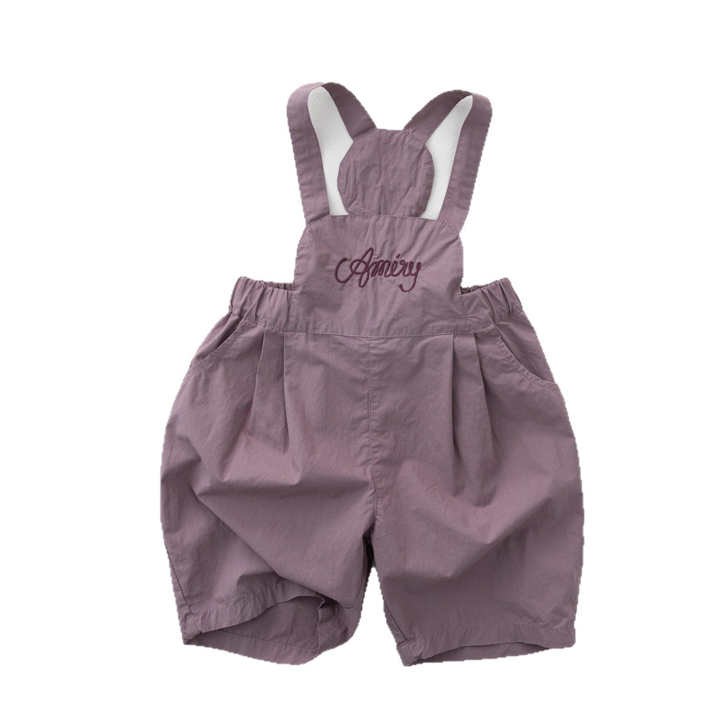 Embroidered Script Lettering Overalls コクーン サロペットハーフパンツ【mh0013151】 명옥 muziyouyou サロペットパンツ・サスペンダーパンツ