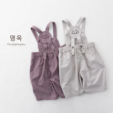 Embroidered Script Lettering Overalls コクーン サロペットハーフパンツ【mh0013151】 명옥 muziyouyou サロペットパンツ・サスペンダーパンツ