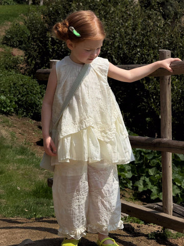 Embroidered Tiered Set アイレット刺繍 ノースリーブセットアップ【mh0013059】 Creamy White / 90cm Jianzidan ノースリーブセットアップ