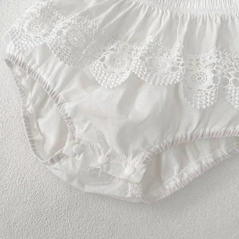 ノースリーブセットアップ ベビーセットアップ 2点セット レース ノースリーブブラウス+ブルマパンツ 2カラー【mh0006523】