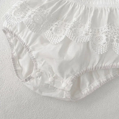 ノースリーブセットアップ ベビーセットアップ 2点セット レース ノースリーブブラウス+ブルマパンツ 2カラー【mh0006523】