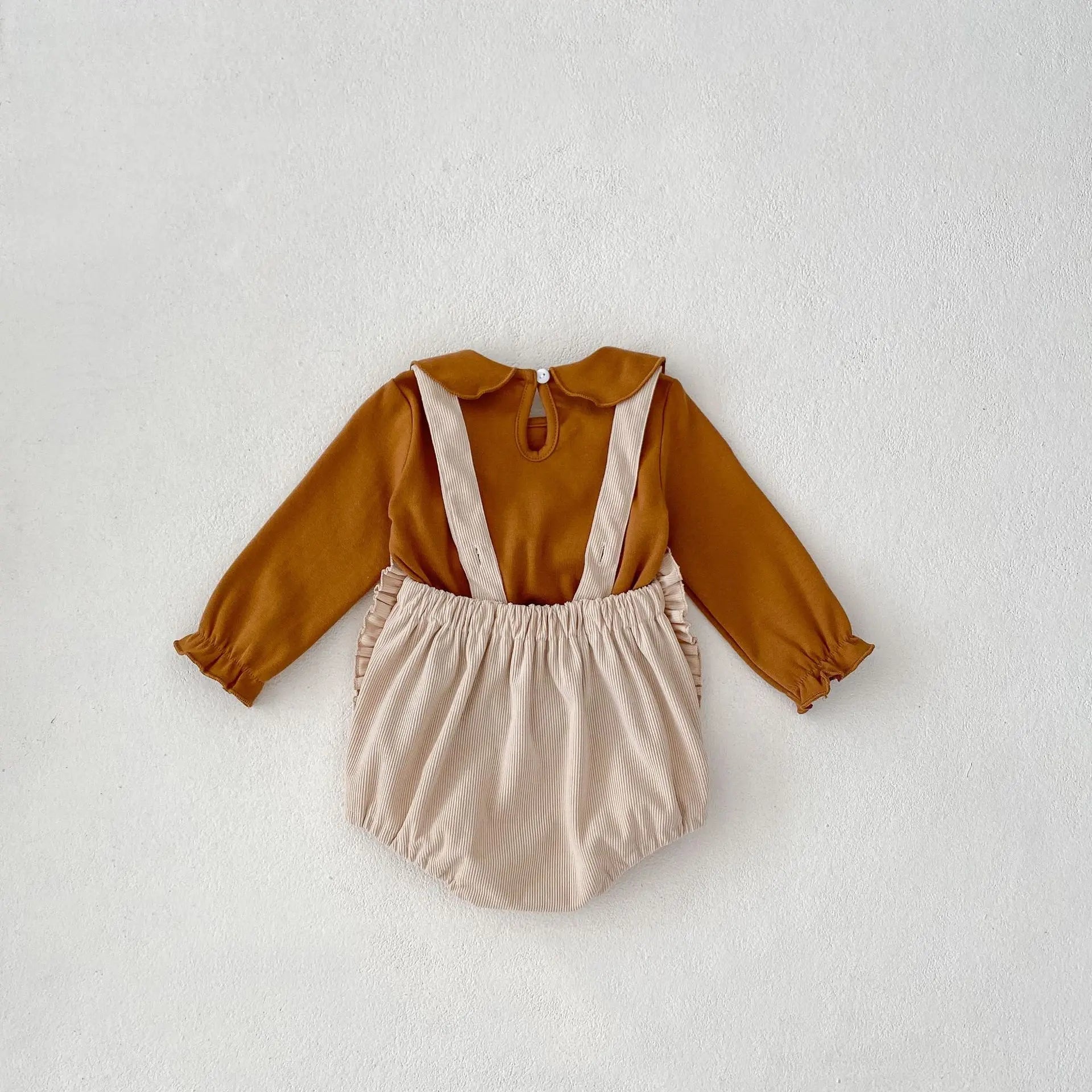 ロンパースセットアップ ベビーセットアップ 2点セット ベアくま刺繍長袖ブラウス+サスペンダーブルマロンパースベビーセットアップ 2点セット ベアくま刺繍長袖ブラウス+サスペンダーブルマロンパース【mh0008743】