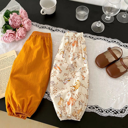 ロングパンツ・スウェットパンツ ベビーパンツ サマールーズロングパンツ 無地/うさぎラビットプリント 2カラー【mh0006086】