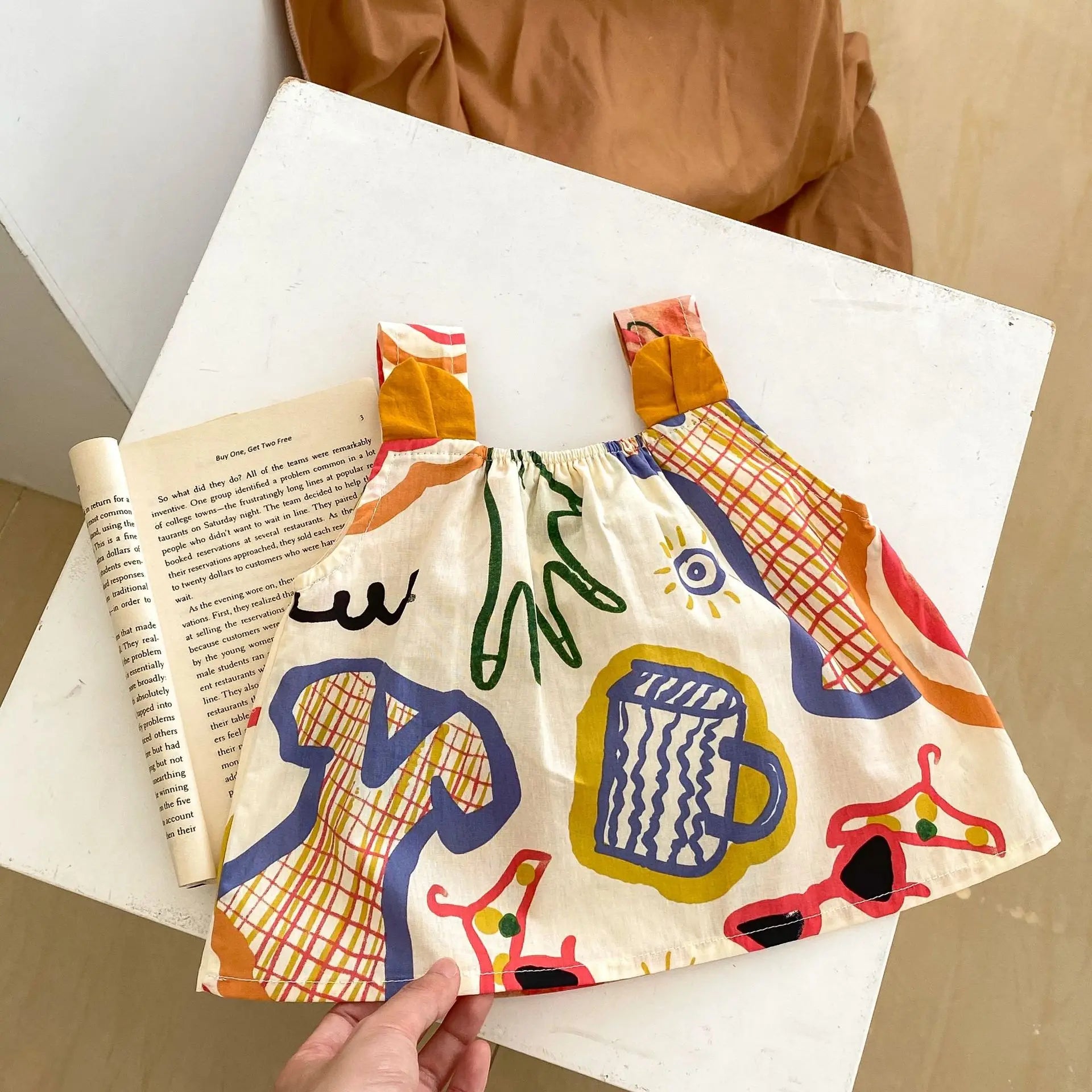 ノースリーブセットアップ ベビーセットアップ 2点セット ノースリーブプリントチュニックブラウス+サイドリボンショートパンツ【mh0006096】