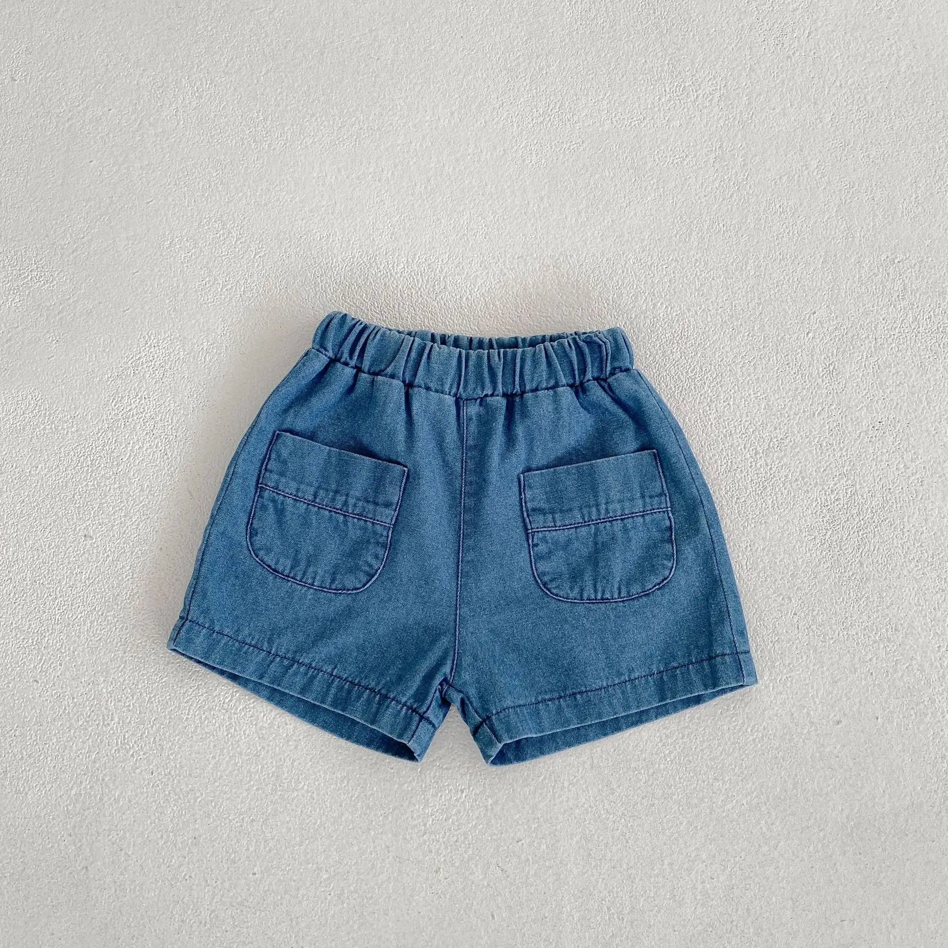 半袖セットアップ キッズセットアップ 2点セット デニム 半袖シャツ+ショートパンツ【mh0006177】