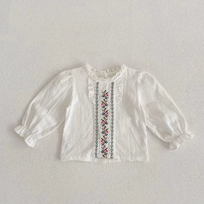 長袖セットアップ ベビーセットアップ 2点セット 長袖フリルブラウス+ショートオーバーオール サロペットバルーンパンツ【mh0006495】