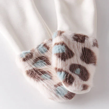 レギンスパンツ ベビーパンツ レオパード柄ファー足つきレギンスパンツ 2カラー【mh0007001】