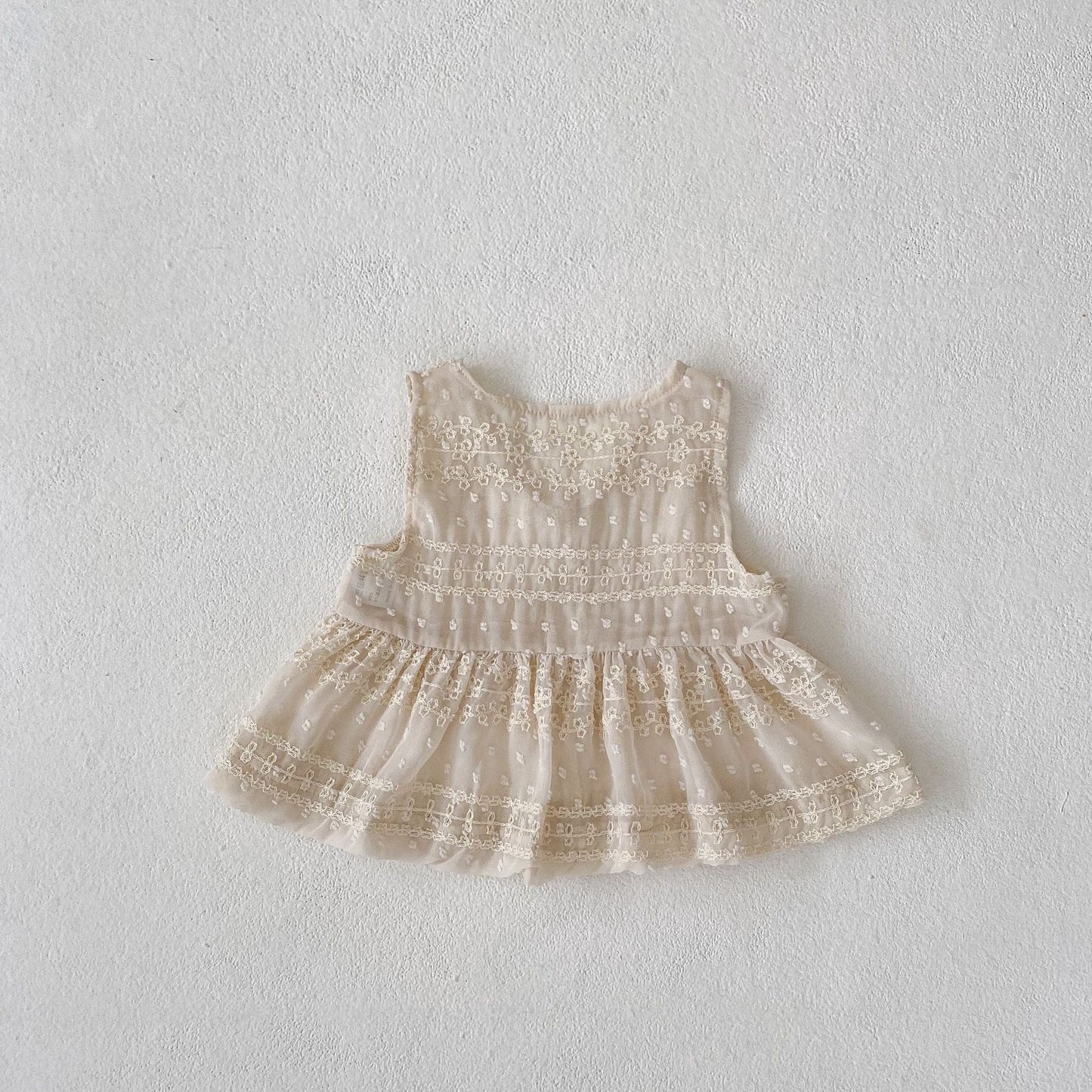 ロンパースセットアップ レースベスト+半袖パフスリーブロンパースセットアップ 2点セット【mh0010152】