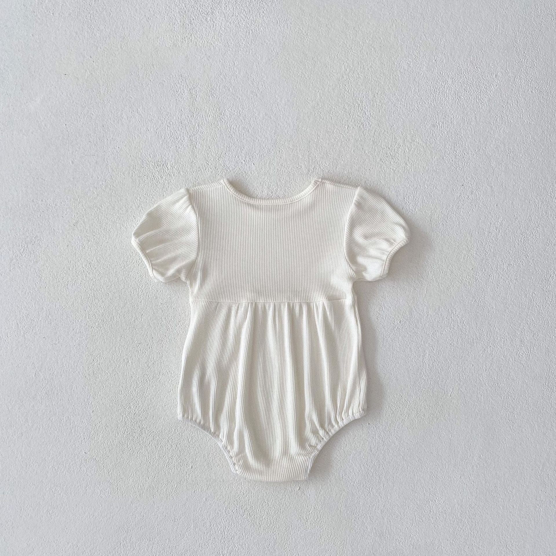 ロンパースセットアップ レースベスト+半袖パフスリーブロンパースセットアップ 2点セット【mh0010152】