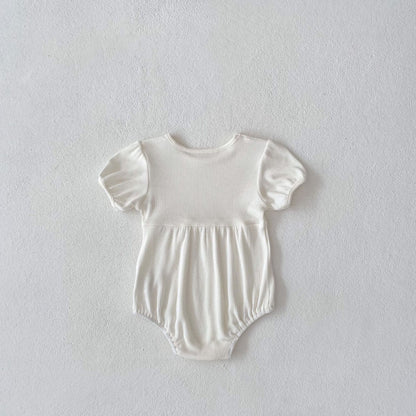 ロンパースセットアップ レースベスト+半袖パフスリーブロンパースセットアップ 2点セット【mh0010152】