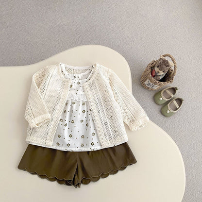 ノースリーブセットアップ フラワープリントノースリーブブラウス+ショートパンツセットアップ 2点セット【mh0010155】