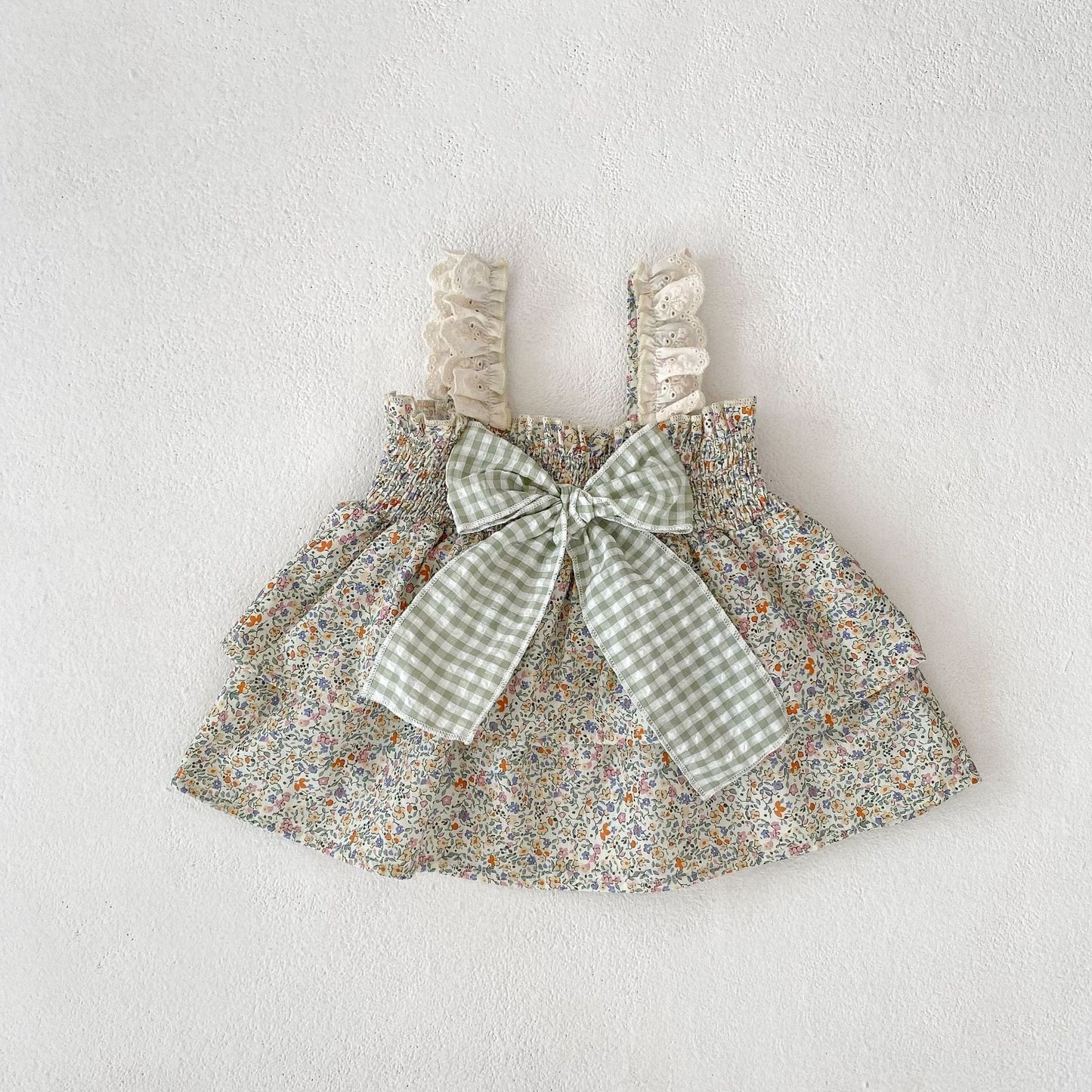 ノースリーブセットアップ ビッグリボンキャミソールブラウス+フリルブルマパンツセットアップ 2点セット【mh0010157】