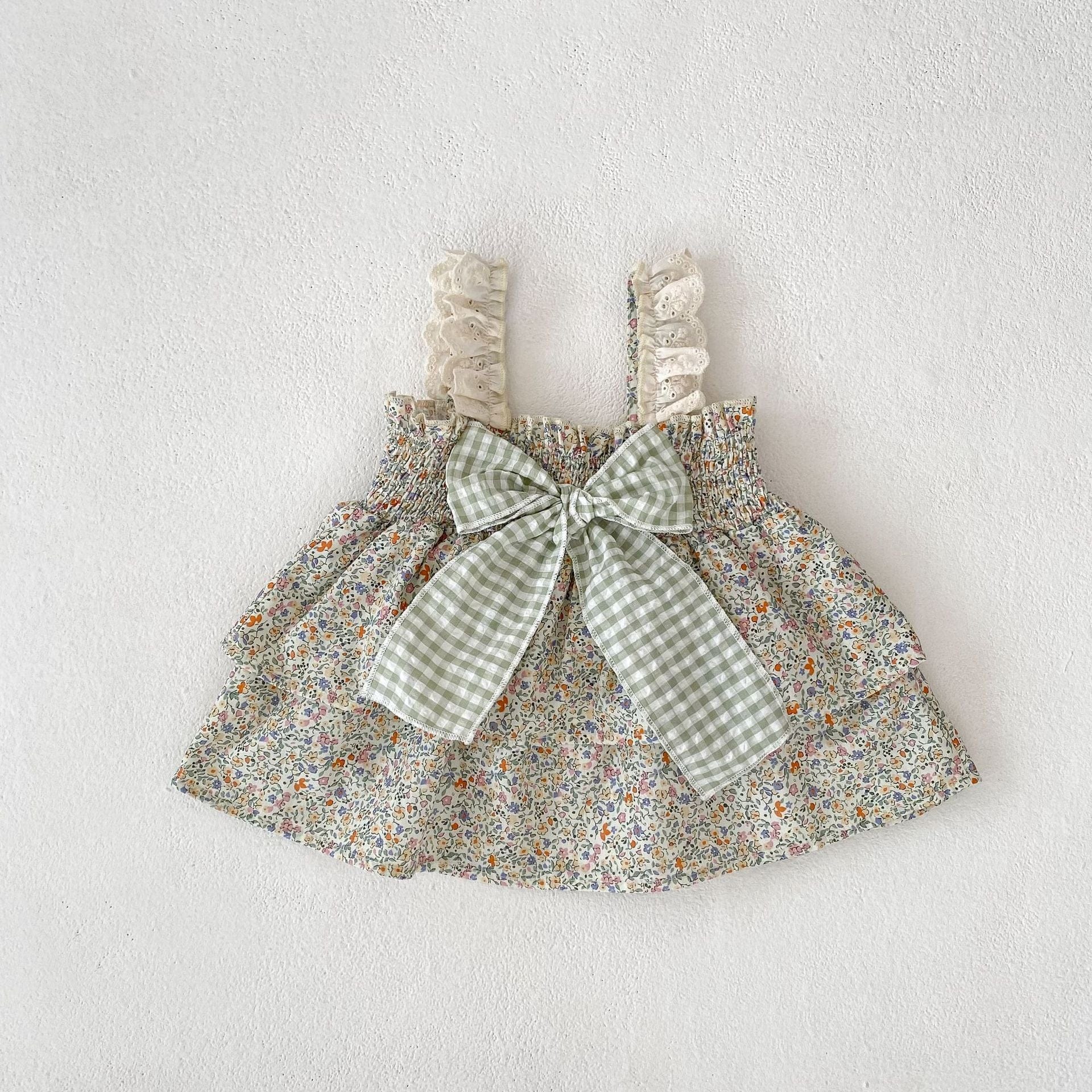 ノースリーブセットアップ ビッグリボンキャミソールブラウス+フリルブルマパンツセットアップ 2点セット【mh0010157】