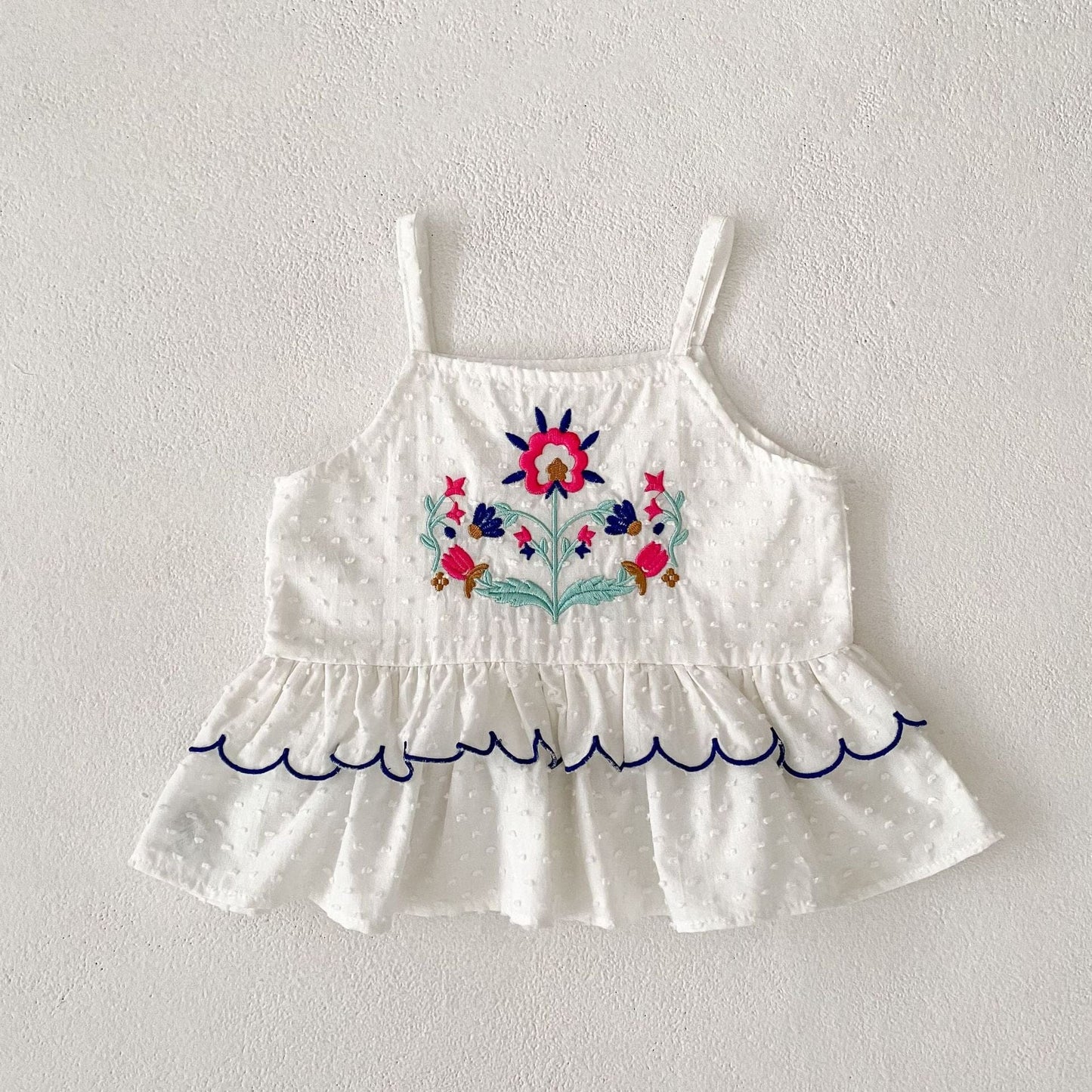 ノースリーブセットアップ ボヘミアン刺繍キャミソールトップス+フリルショートパンツセットアップ 2点セット【mh0010161】