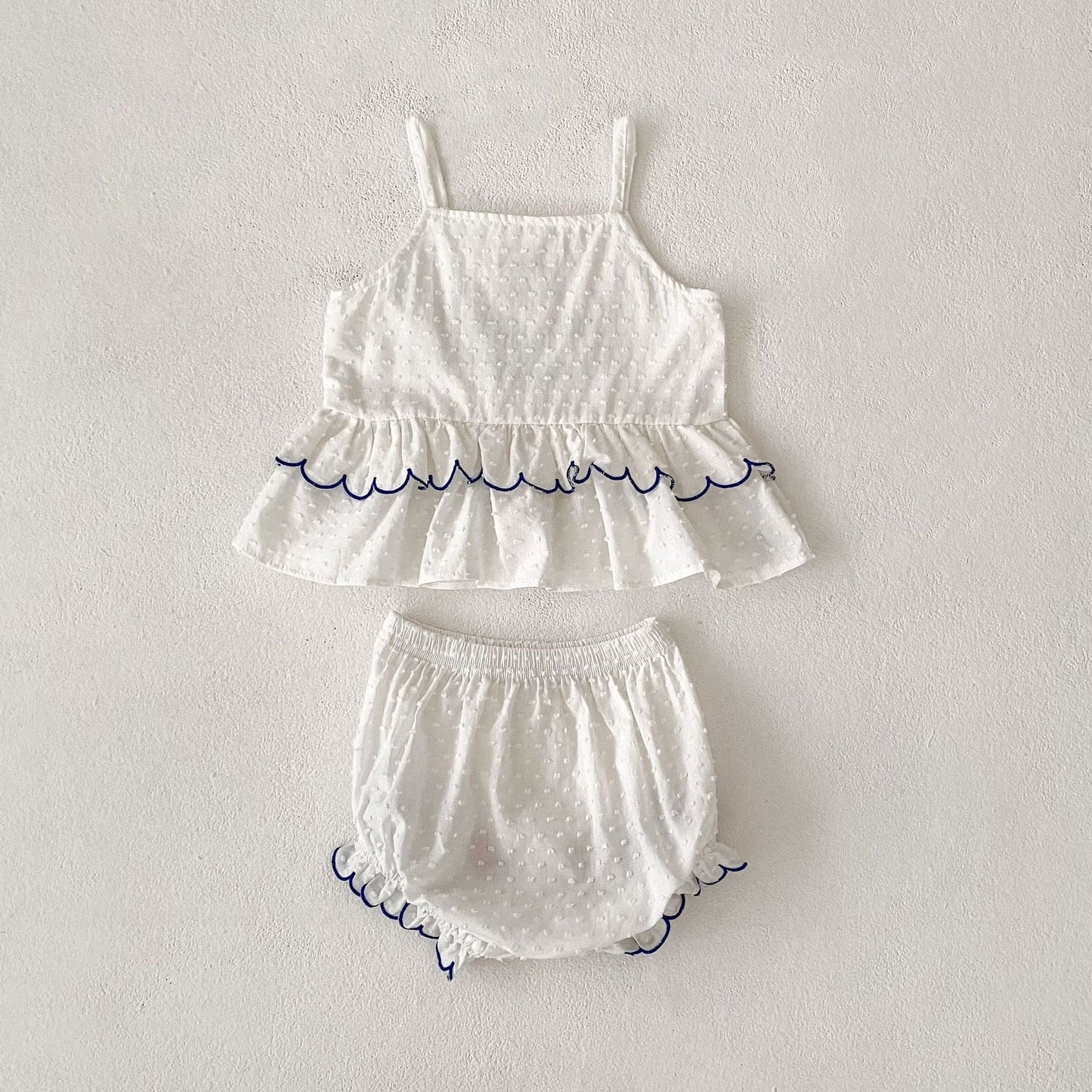 ノースリーブセットアップ ボヘミアン刺繍キャミソールトップス+フリルショートパンツセットアップ 2点セット【mh0010161】