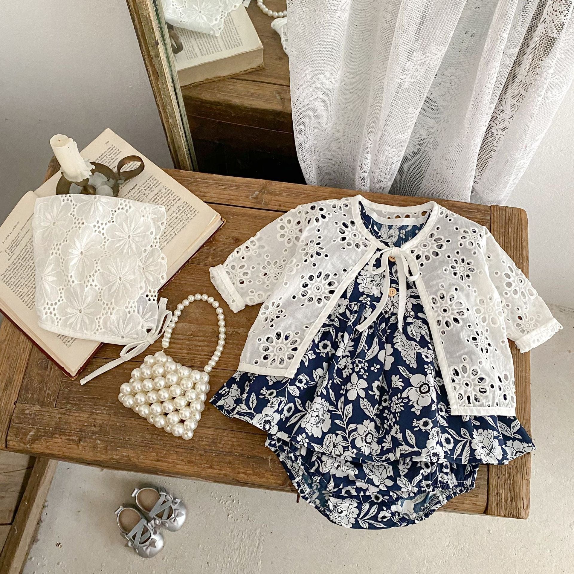 ノースリーブセットアップ 花柄シックノースリーブチュニック+ブルマパンツセットアップ 2点セット【mh0010163】