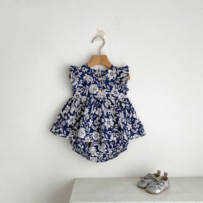 ノースリーブセットアップ 花柄シックノースリーブチュニック+ブルマパンツセットアップ 2点セット【mh0010163】