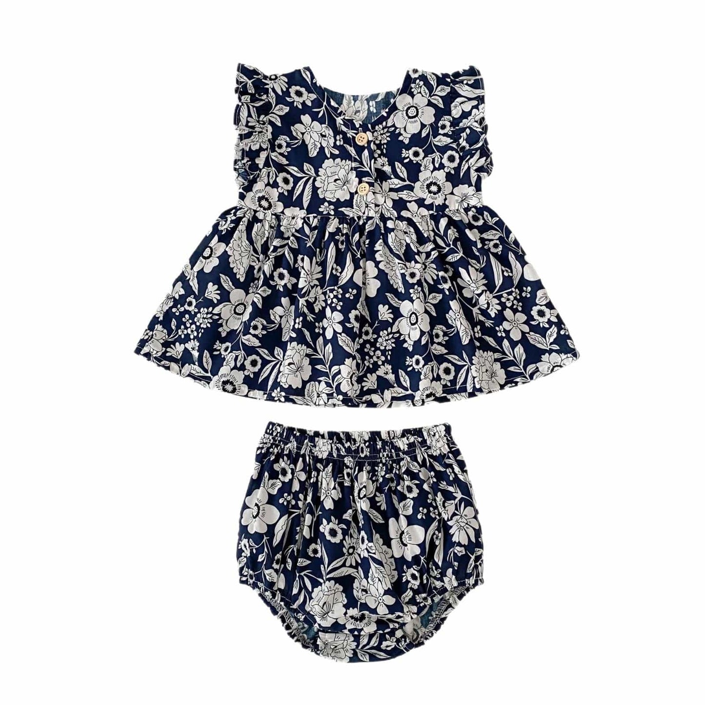 ノースリーブセットアップ 花柄シックノースリーブチュニック+ブルマパンツセットアップ 2点セット【mh0010163】