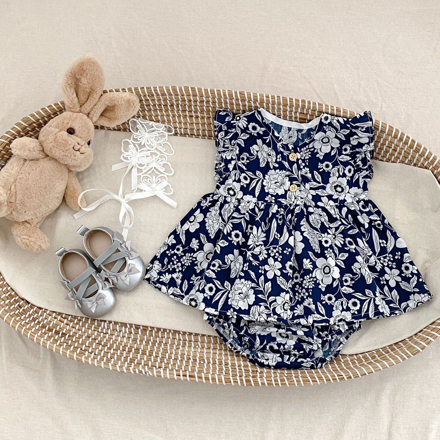 ノースリーブセットアップ 花柄シックノースリーブチュニック+ブルマパンツセットアップ 2点セット【mh0010163】