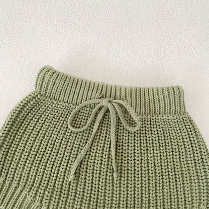 長袖セットアップ ボーダーニットセーター+ニットブルマセットアップ 2点セット【mh0010857】