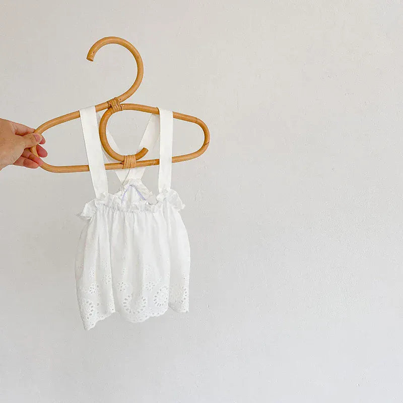 半袖ロンパース ベビーセットアップ 3点セット 半袖ボディスーツ+レースエプロンスカート+ボンネット帽子【mh0006238】