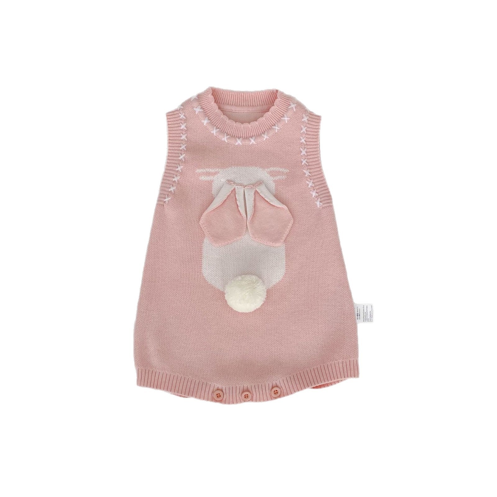 ノースリーブロンパース 3D Bunny Knit Vest & Romper Set 立体 うさぎ ニット ベスト ロンパース【mh0012169】