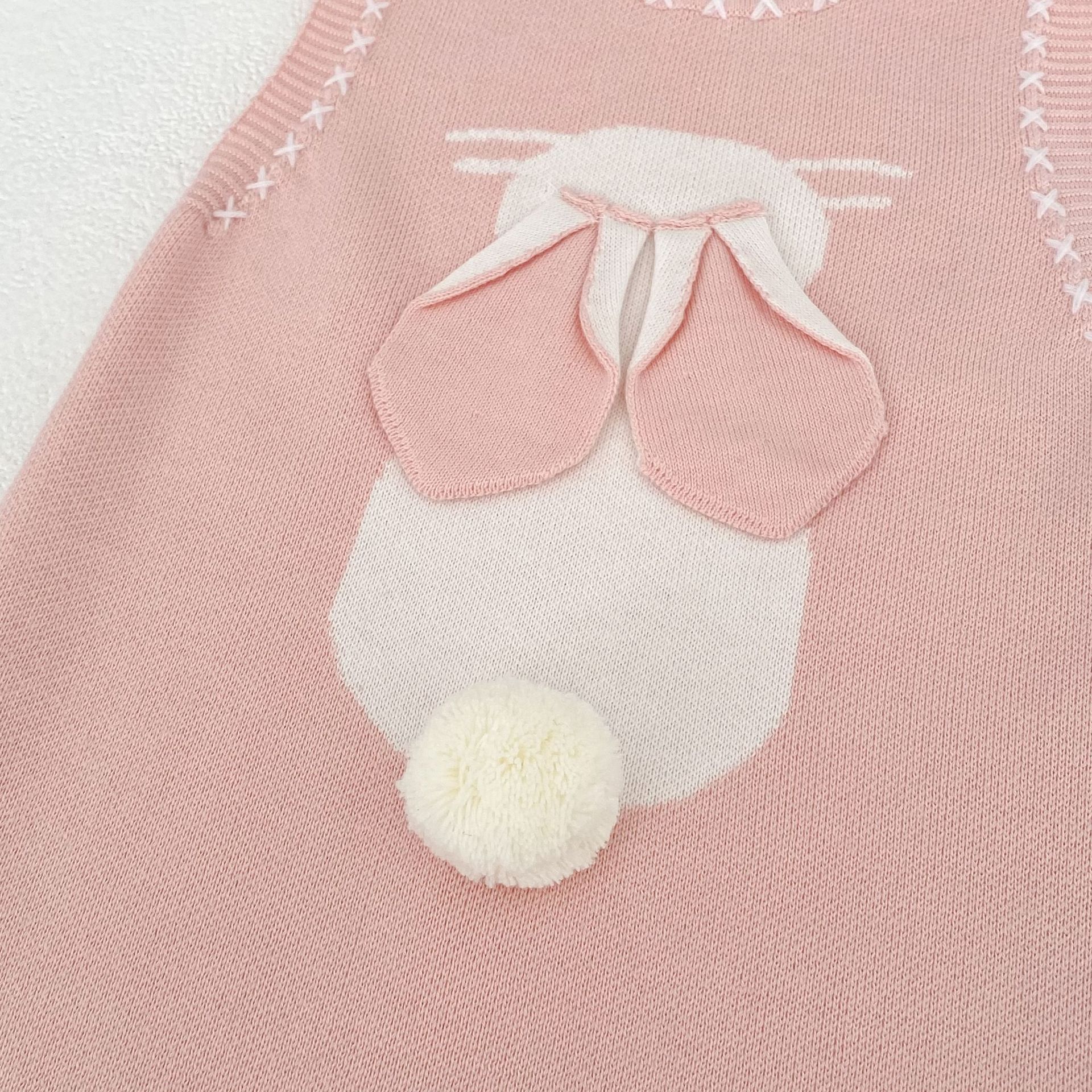 ノースリーブロンパース 3D Bunny Knit Vest & Romper Set 立体 うさぎ ニット ベスト ロンパース【mh0012169】