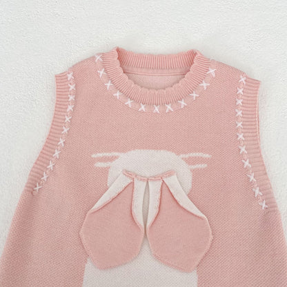 ノースリーブロンパース 3D Bunny Knit Vest & Romper Set 立体 うさぎ ニット ベスト ロンパース【mh0012169】