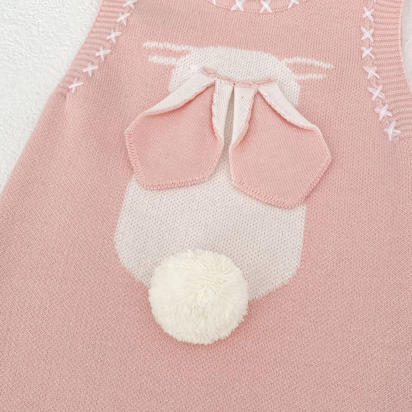 ノースリーブロンパース 3D Bunny Knit Vest & Romper Set 立体 うさぎ ニット ベスト ロンパース【mh0012169】