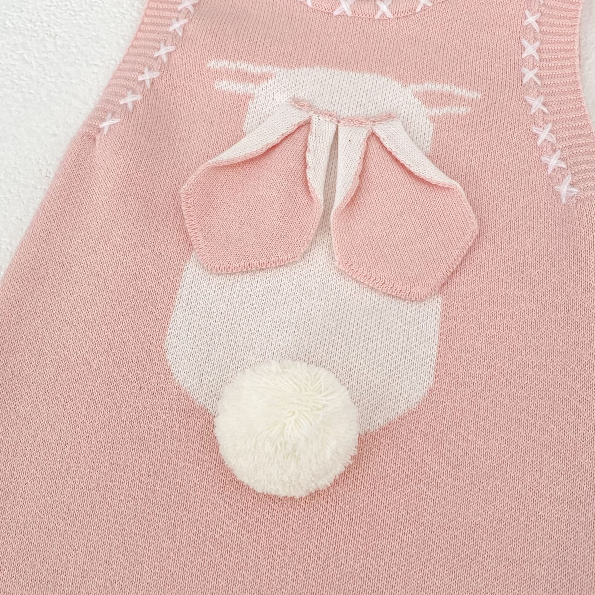 ノースリーブロンパース 3D Bunny Knit Vest & Romper Set 立体 うさぎ ニット ベスト ロンパース【mh0012169】