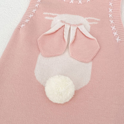 ノースリーブロンパース 3D Bunny Knit Vest & Romper Set 立体 うさぎ ニット ベスト ロンパース【mh0012169】