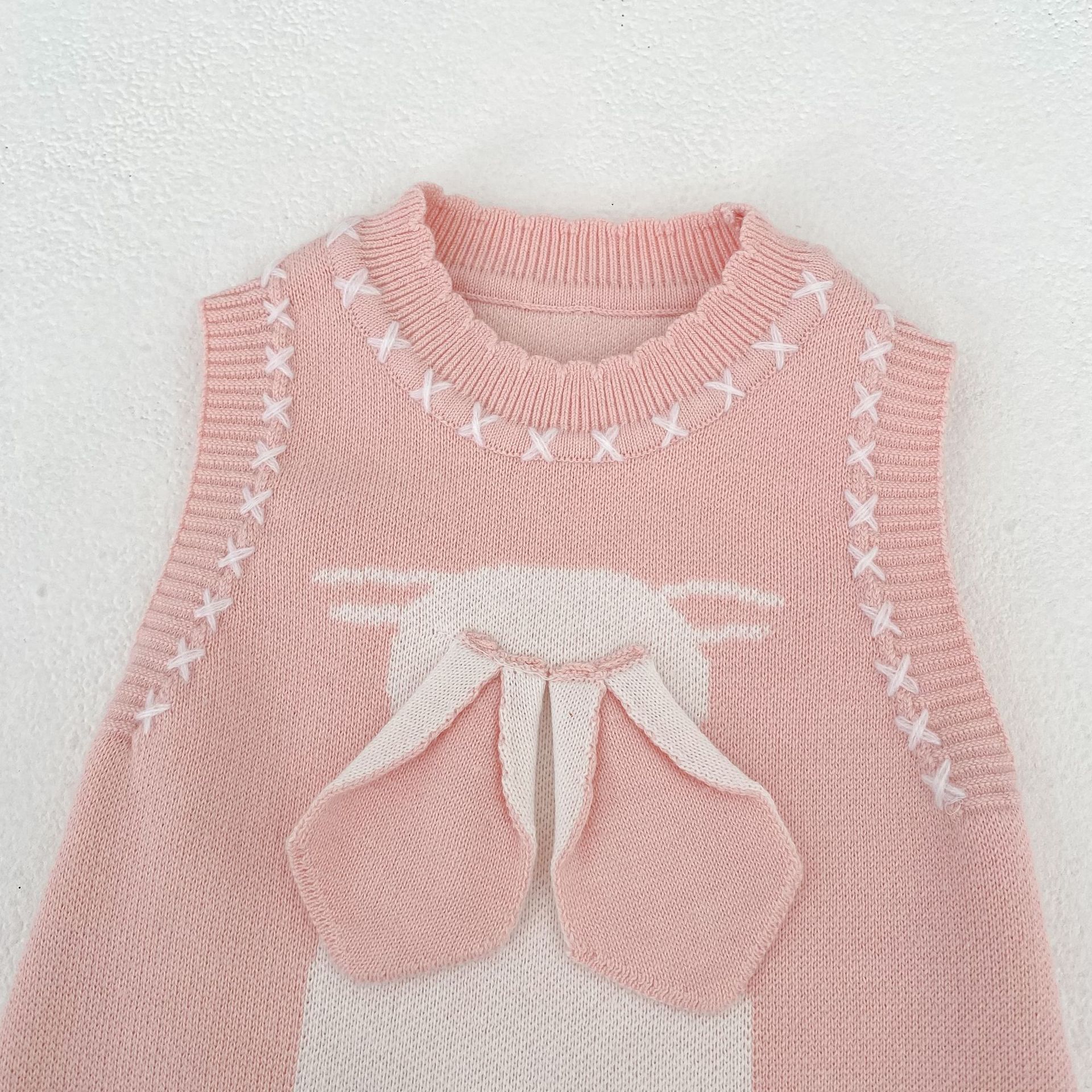 ノースリーブロンパース 3D Bunny Knit Vest & Romper Set 立体 うさぎ ニット ベスト ロンパース【mh0012169】