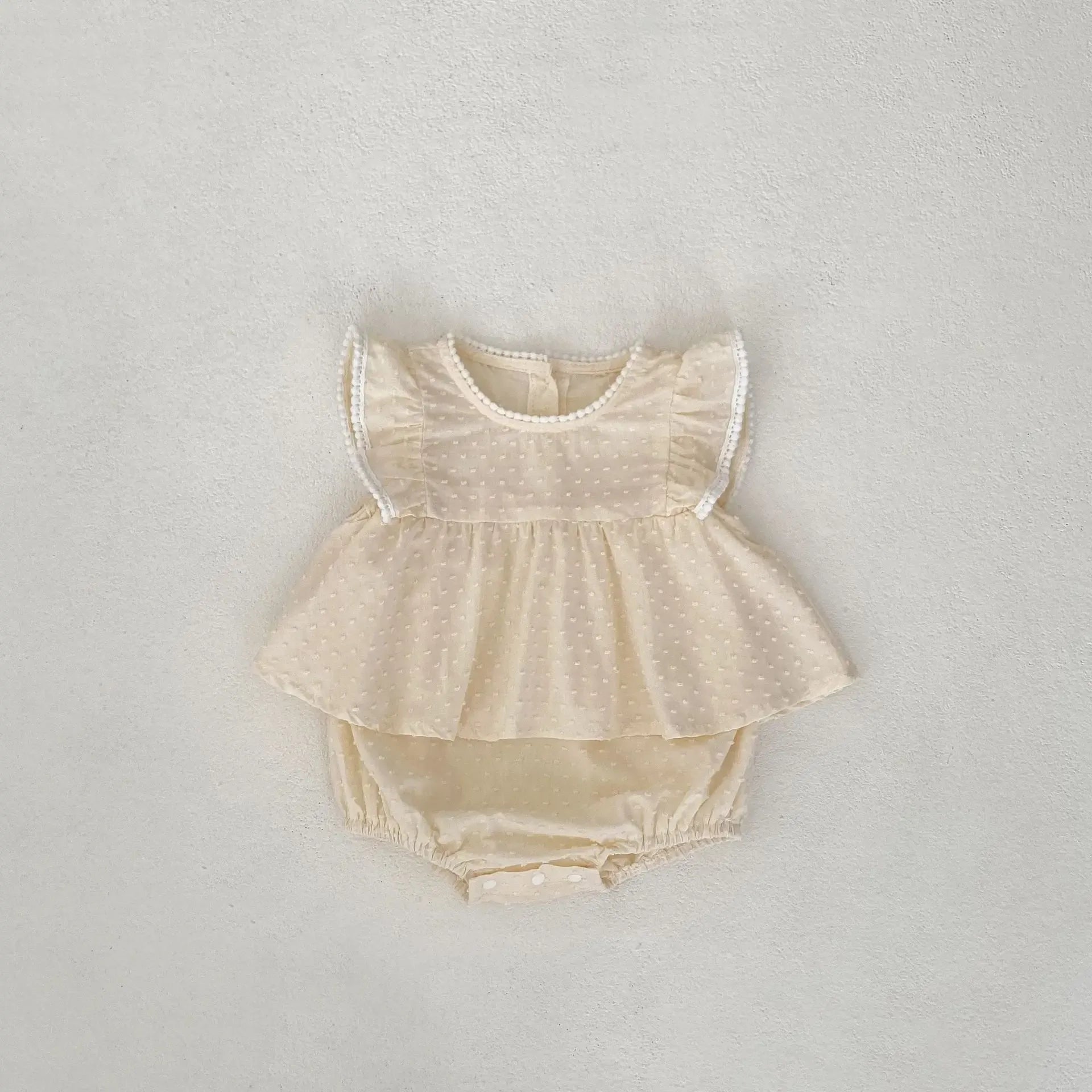 半袖ロンパース Apricot / 66cm 0-6m ベビーロンパース 半袖ボディスーツ ペプラムフリルスカート アプリコット【mh0004507】