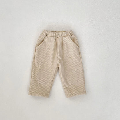 ロングパンツ・スウェットパンツ Apricot / 6M  66CM ベビーパンツ コーデュロイ膝パッチ裏フリースロングパンツ【mh0008501】