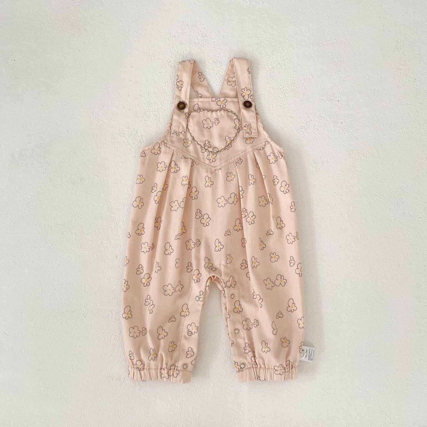 サロペットパンツ・サスペンダーパンツ Apricot / 73cm 花柄プリントサロペットロンパース【mh0010856】