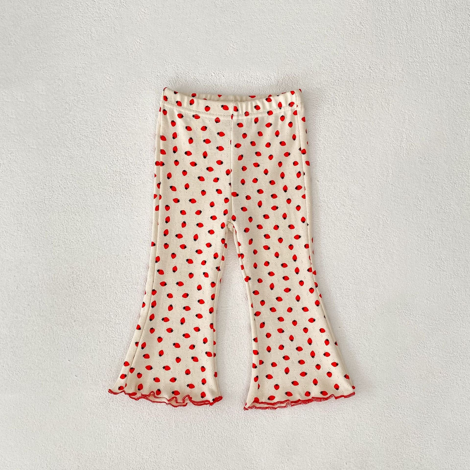 レギンスパンツ Beige / 73cm いちご/ベアくまプリントフレアレギンスパンツ【mh0010525】