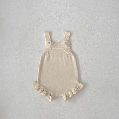 カーディガン・パーカー beige bodysuit / 6M  66CM ベビーカーディガン/ロンパース ニットジャケット/サスペンダーボディスーツ フリル【mh0006404】