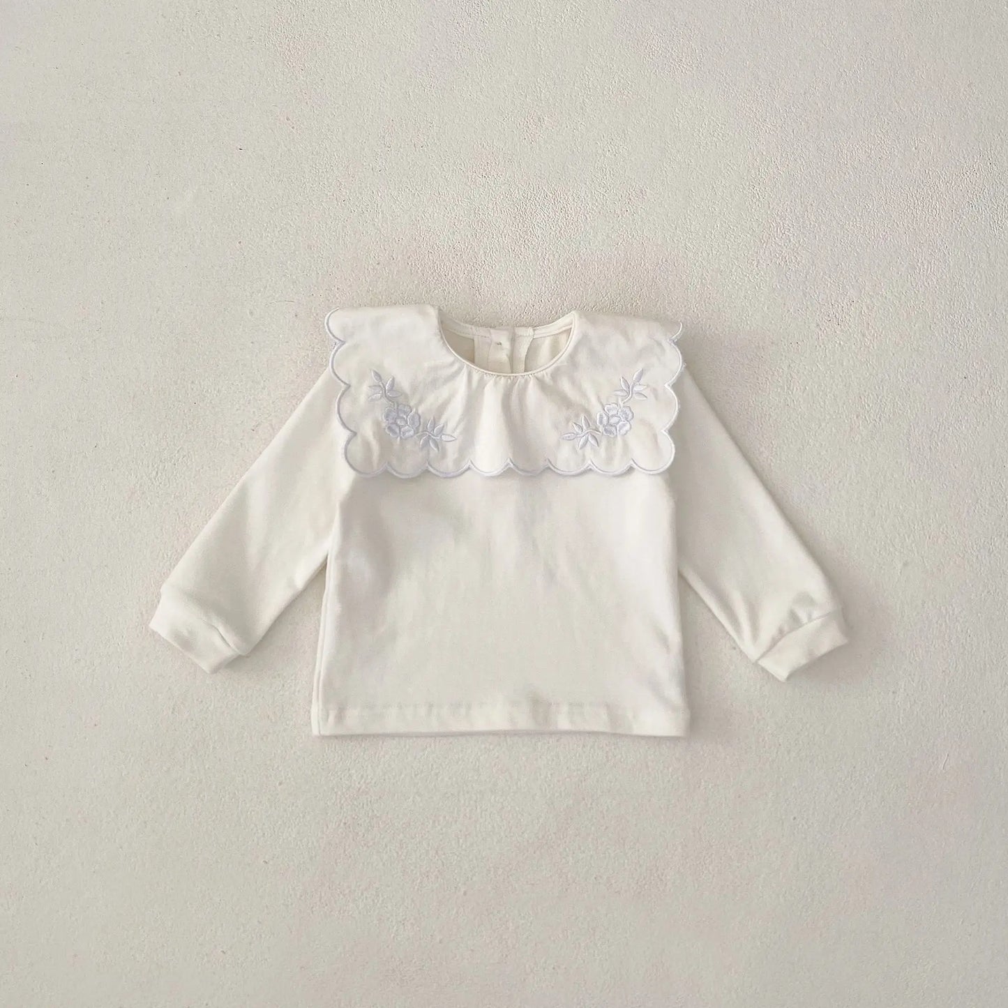 長袖セットアップ beige shirt / 73cm 6-9M ベビートップス/パンツ 水玉ドット/無地スクエア襟長袖Tシャツ/サスペンダーレーススカートブルマパンツ【mh0007334】